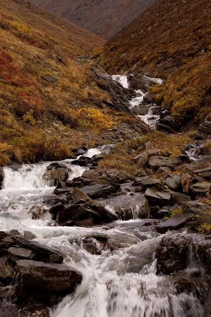 River in the middle of hills in  Gates of the Arctic National Park