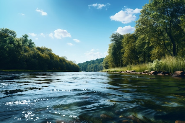 Free photo river with nature landscape