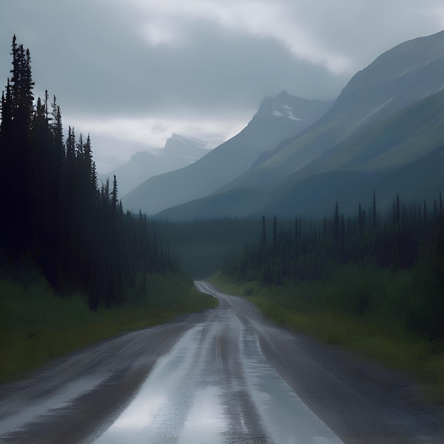 Free photo road in glacier national park montana usa this is a 3d render illustration