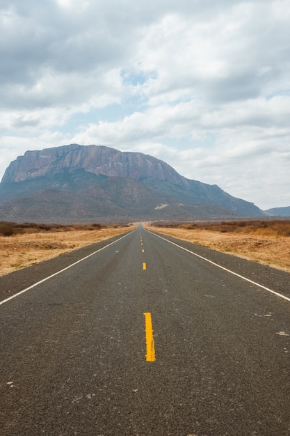 Road going through a desert captured in Kenya