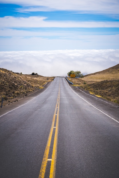 Road landscape with blue sky