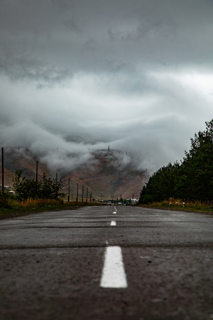 Free photo a road through clouds