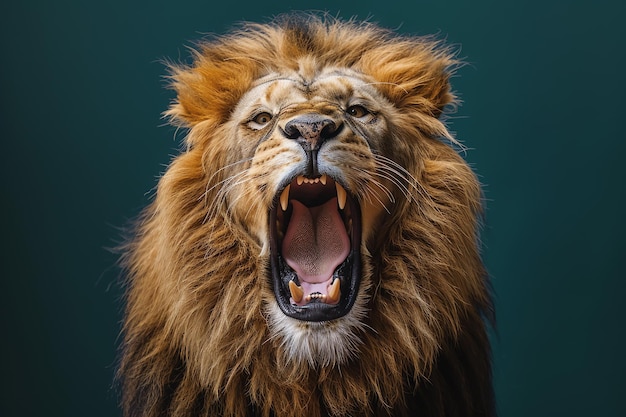 Free photo roaring lion ai generated