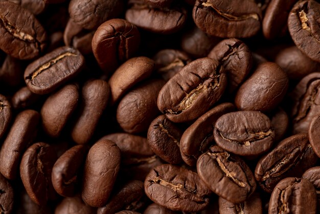 Roasted brown coffee beans background