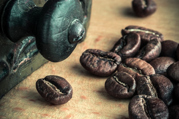 Free Photo roasted coffee beans on a table closeup