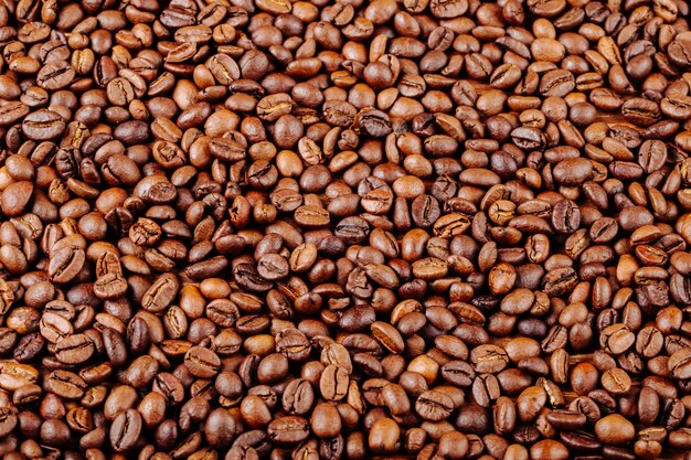 Roasted coffee beans top view