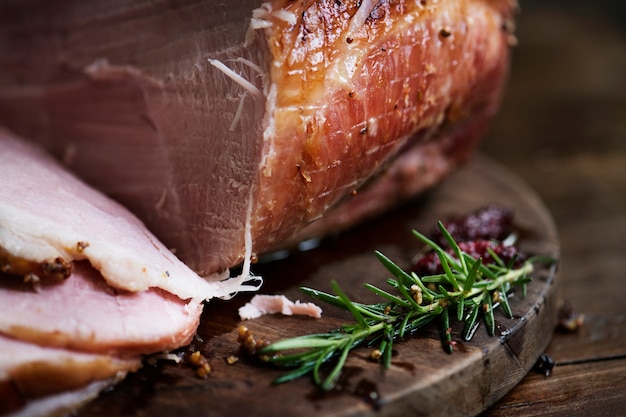 Free photo roasted ham food photography recipe idea