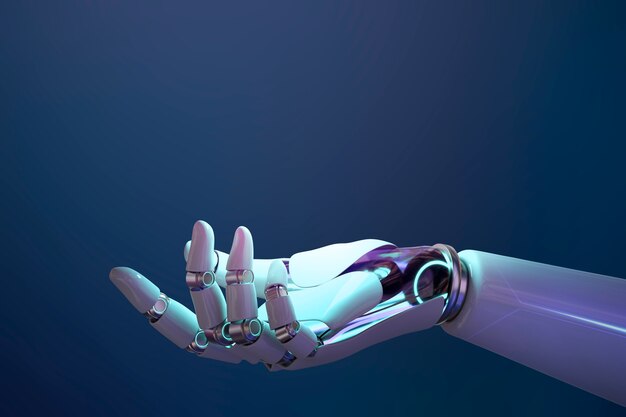 Robot hand background, presenting technology gesture