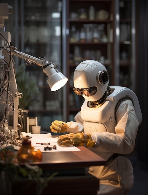 Free Photo robot performing ordinary human job