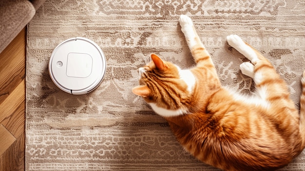 Robot vacuum cleaning floor