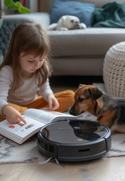 Robot vacuum cleaning floor