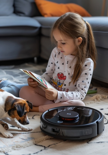 Robot vacuum cleaning floor