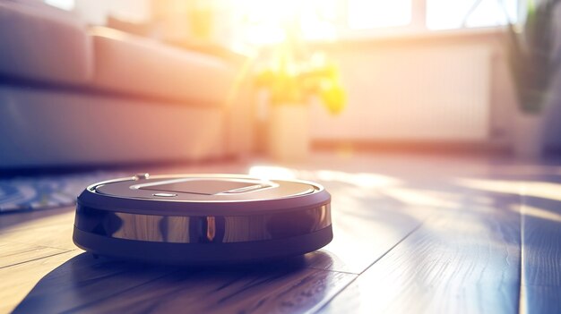 Robot vacuum cleaning floor