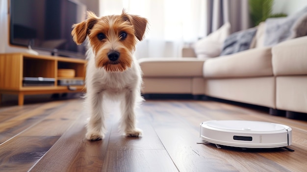 Robot vacuum cleaning floor