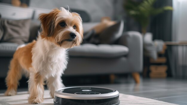 Robot vacuum cleaning floor