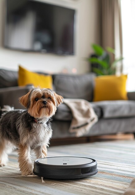 Robot vacuum cleaning floor