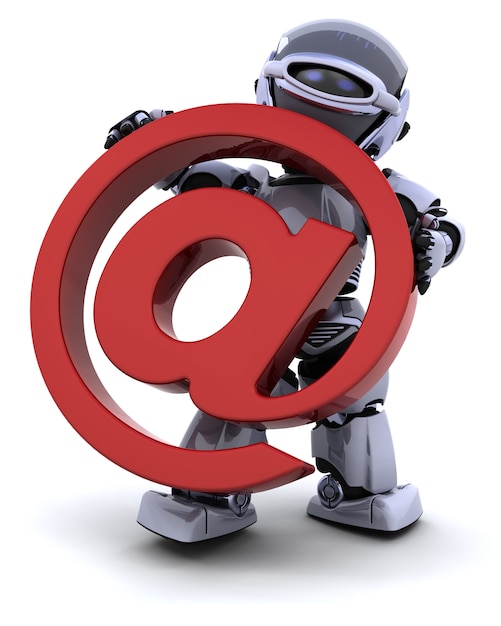 Robot with a mail symbol