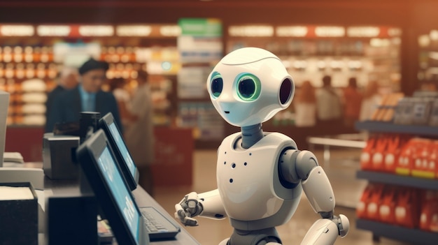 Robot working as a cashier instead of humans