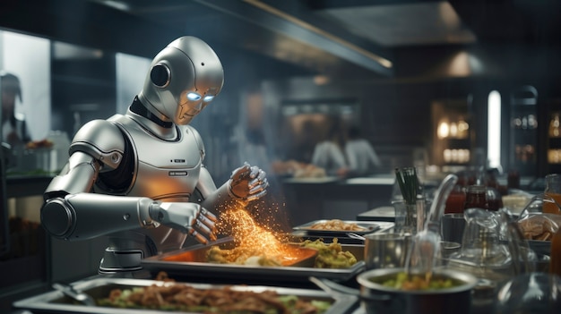 Free photo robot working as a cook instead of humans