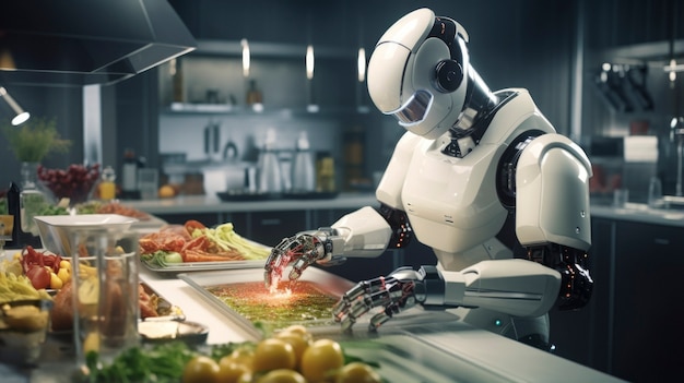 Free photo robot working as a cook instead of humans