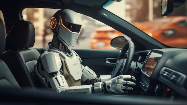 Free photo robot working as a driver instead of humans