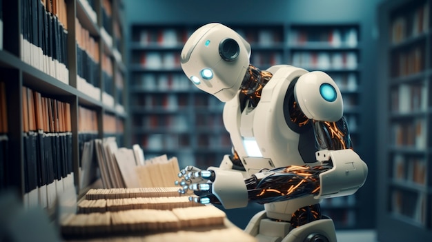 Robot working as a librarian instead of humans