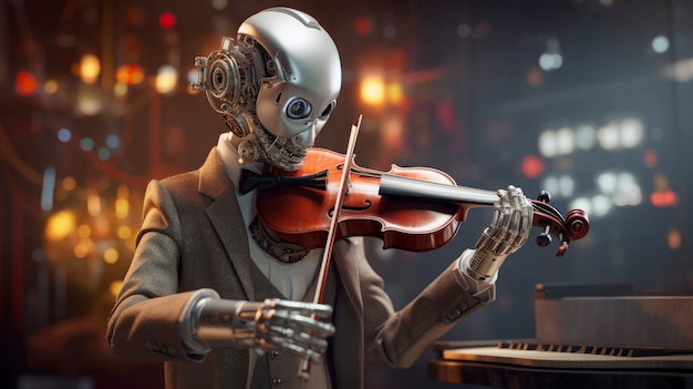 Free Photo robot working as a musician instead of humans