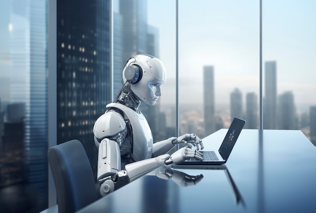 Robot working in the office instead of humans