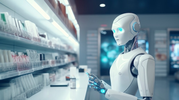 Free photo robot working in the pharmaceutical field instead of humans