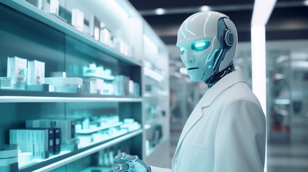 Free photo robot working in the pharmaceutical field instead of humans