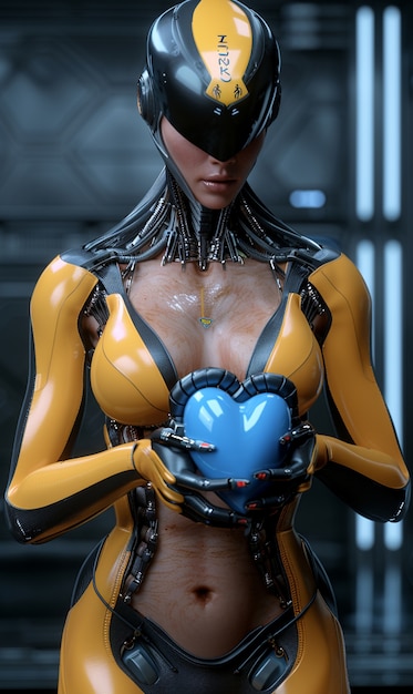 Robotic human heart futuristic representation