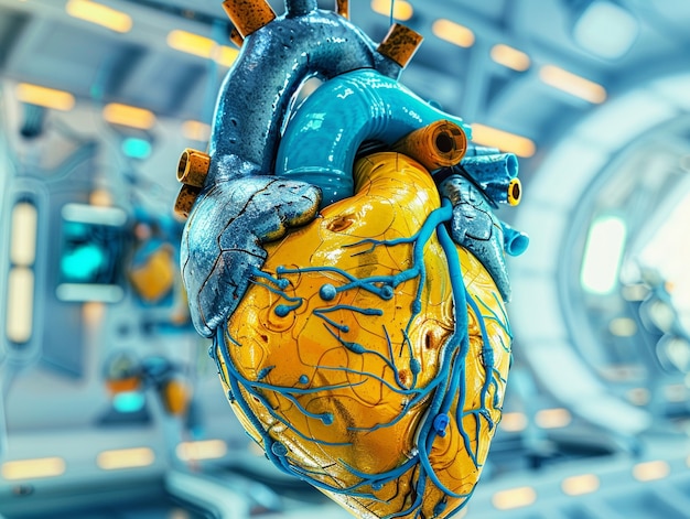 Free photo robotic human heart futuristic representation