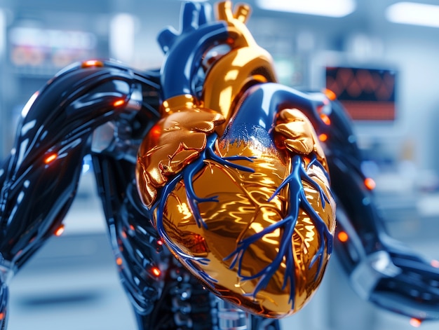 Free photo robotic human heart futuristic representation