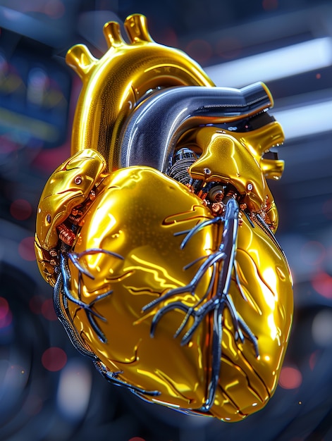 Free photo robotic human heart futuristic representation