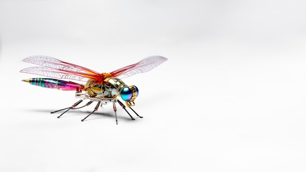 Free photo robotic insect in studio with copy space