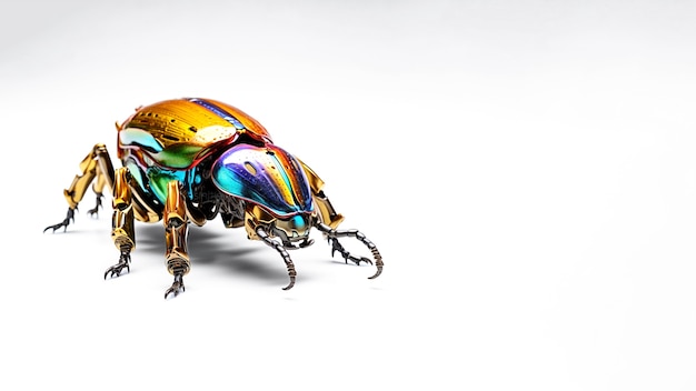 Robotic insect in studio with copy space