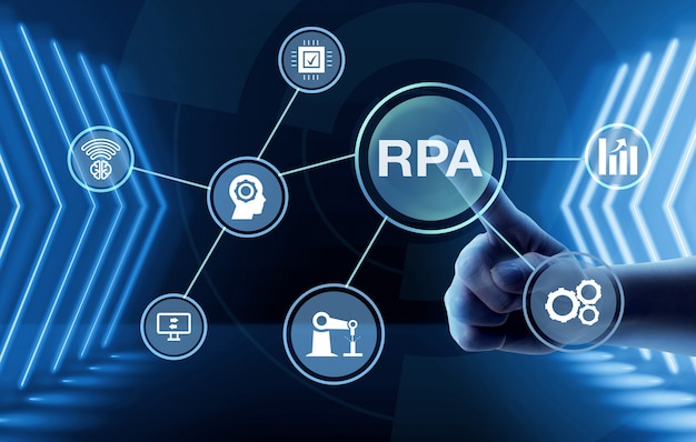 Robotic process automation concept with bright light