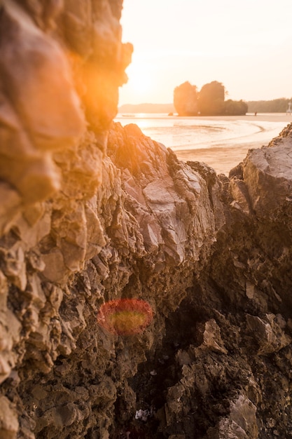 Rock formation at idyllic beach