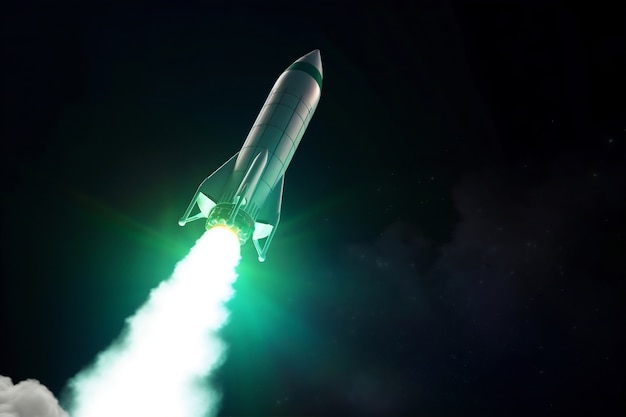 Free photo rocket flying through space