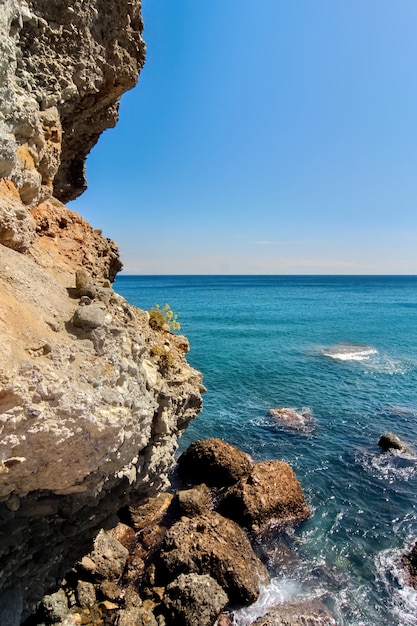 Rocky coast in Savona, Italy