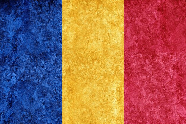 Romania Metallic flag, Textured flag, grunge flag