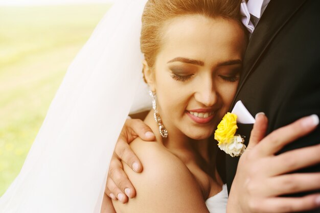 Romantic bride enjoying the moment