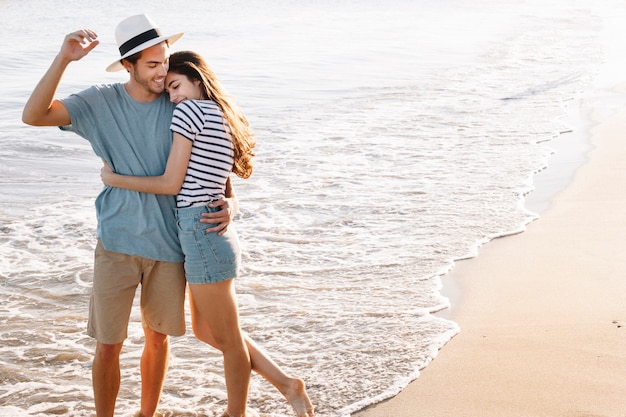 Romantic couple beach scene