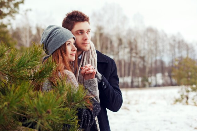 Romantic couple holding hands