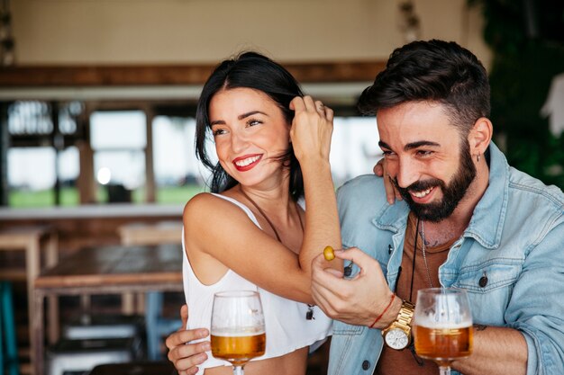 Romantic couple laughing