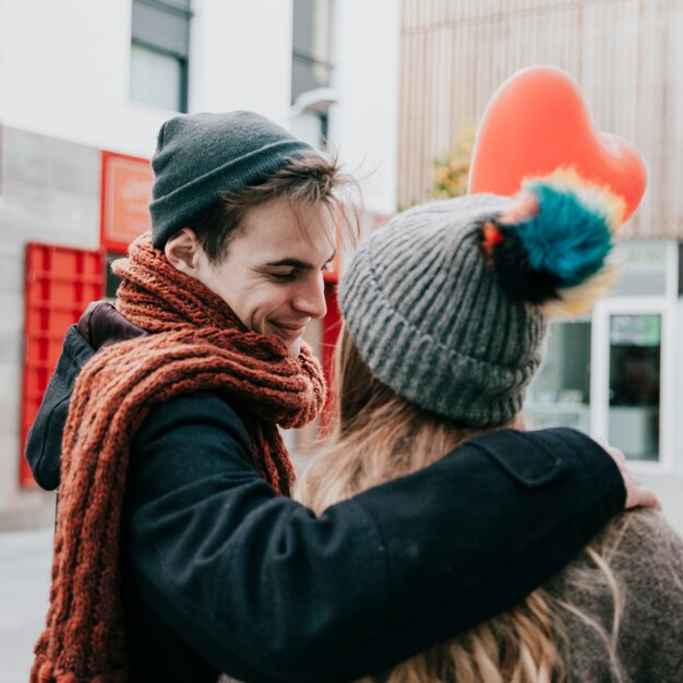 Romantic couple on street