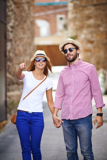 Romantic couple taking a walk