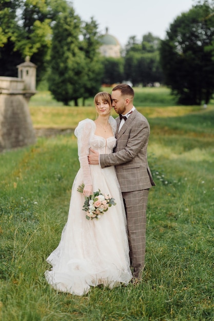 Romantic wedding couple in love