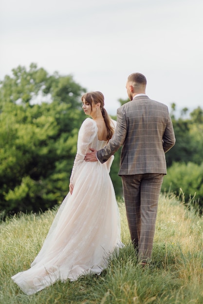 Romantic wedding couple in love