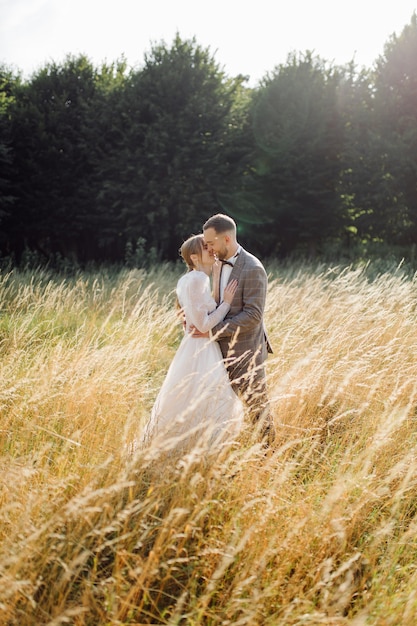 Free photo romantic wedding couple in love